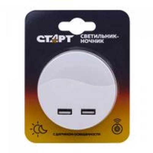 Светильник ночник c USB выходом Старт 220В Белый  картинка 